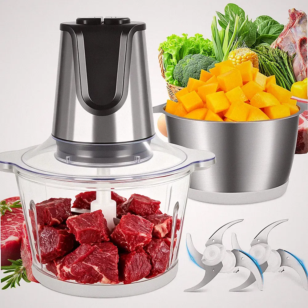 CUOCCO PRO 500W Food Processor, Electric Food Chopper with 2 Bowls (8 Cup+8 Cup)