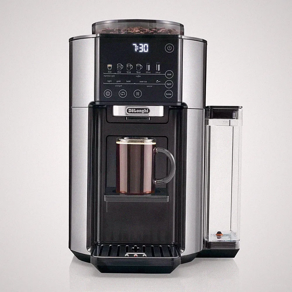 De'Longhi TrueBrew Drip Coffee Maker, Grinder, 8 to 24 oz, Built-In Grinder
