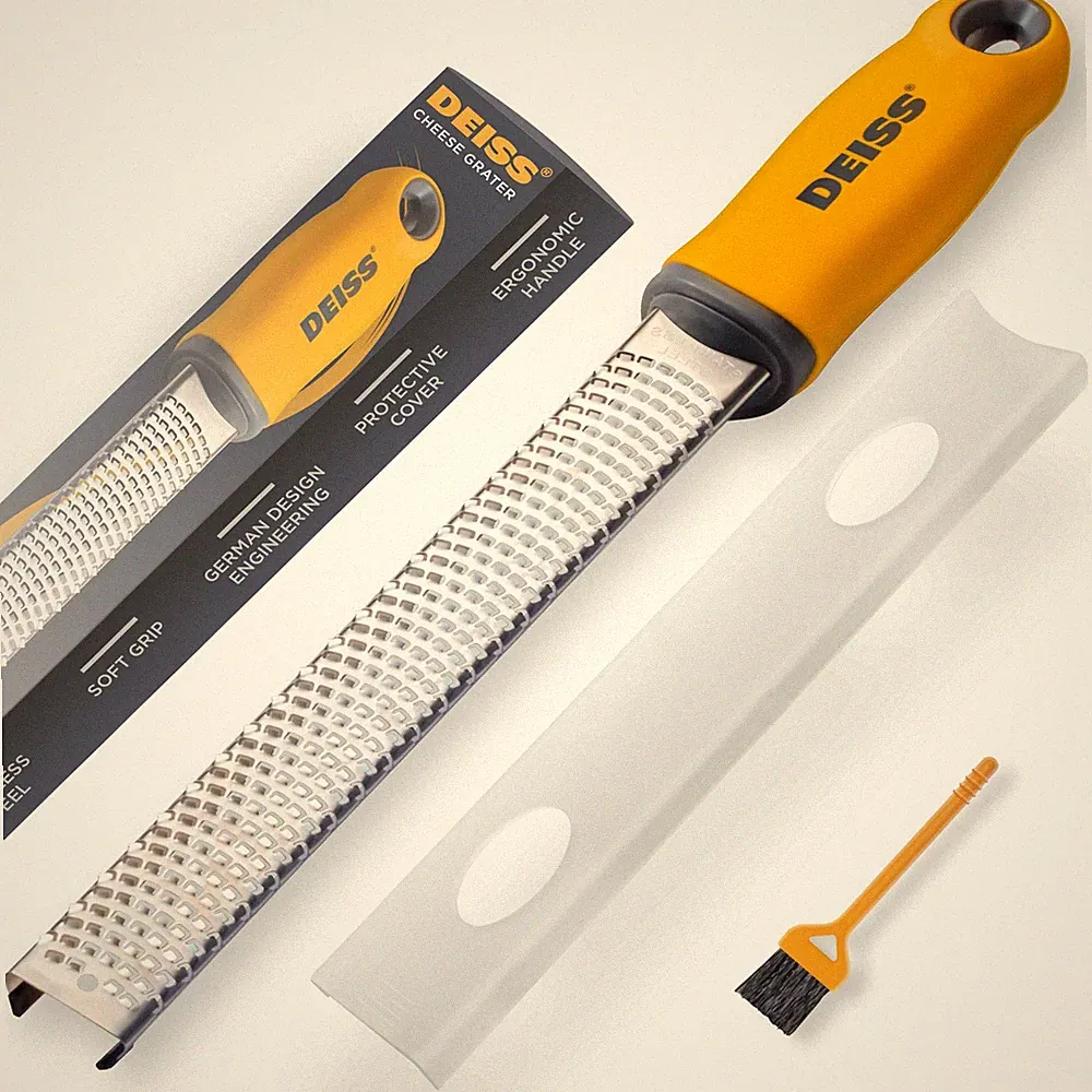 Deiss PRO Citrus Zester & Cheese Grater — Parmesan Narrow, Yellow