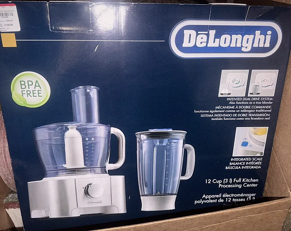 DeLonghi DFP250 Food Processor/Blender 9-Cup Capacity, Stainless Steel