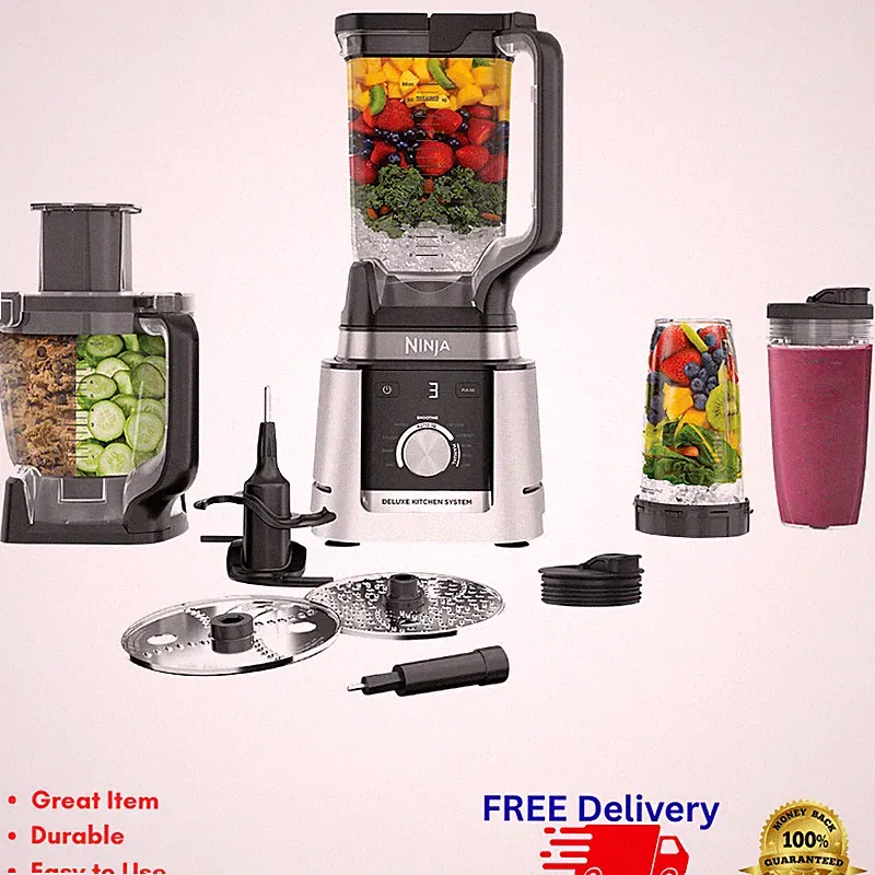 Deluxe Blender Kitchen System 88oz Pitcher 9-Cup Food Processor Auto-IQ 1600W