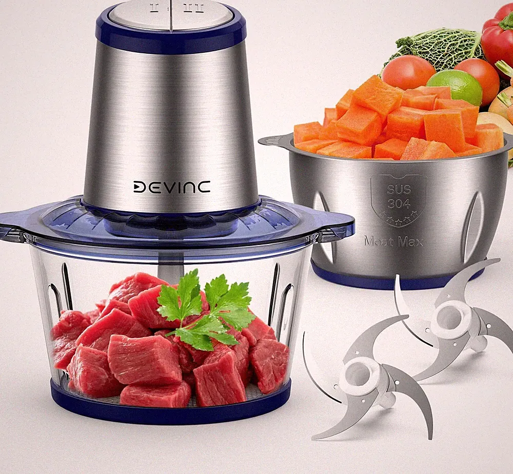 DEVINC 500W Powerful Electric Food Processor 8 Cup 2 Speed Electric Food Chopper
