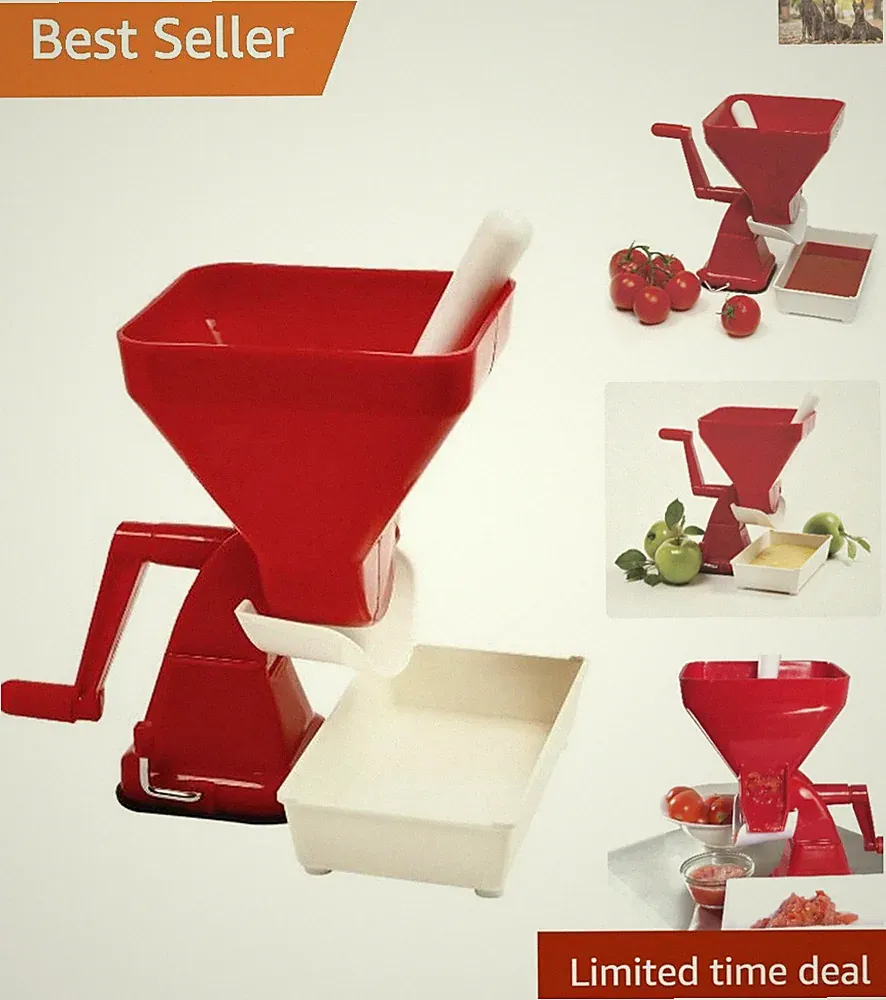 Dishwasher Safe Jumbo Tomato Press: Manual Food Processor with Suction Base