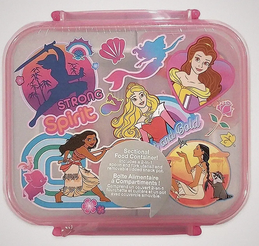 Disney Princesses Pink Blue Food Storage Container Food Prep Lunch Box