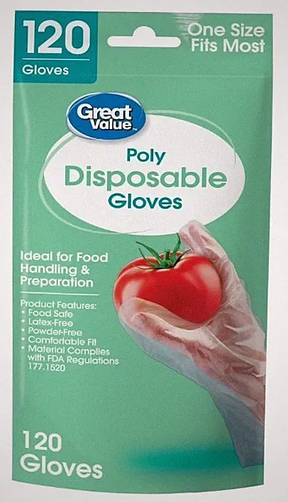 Disposable Food Prep Gloves – 120 Count – Poly, Latex‑Free, One Size Fits Most