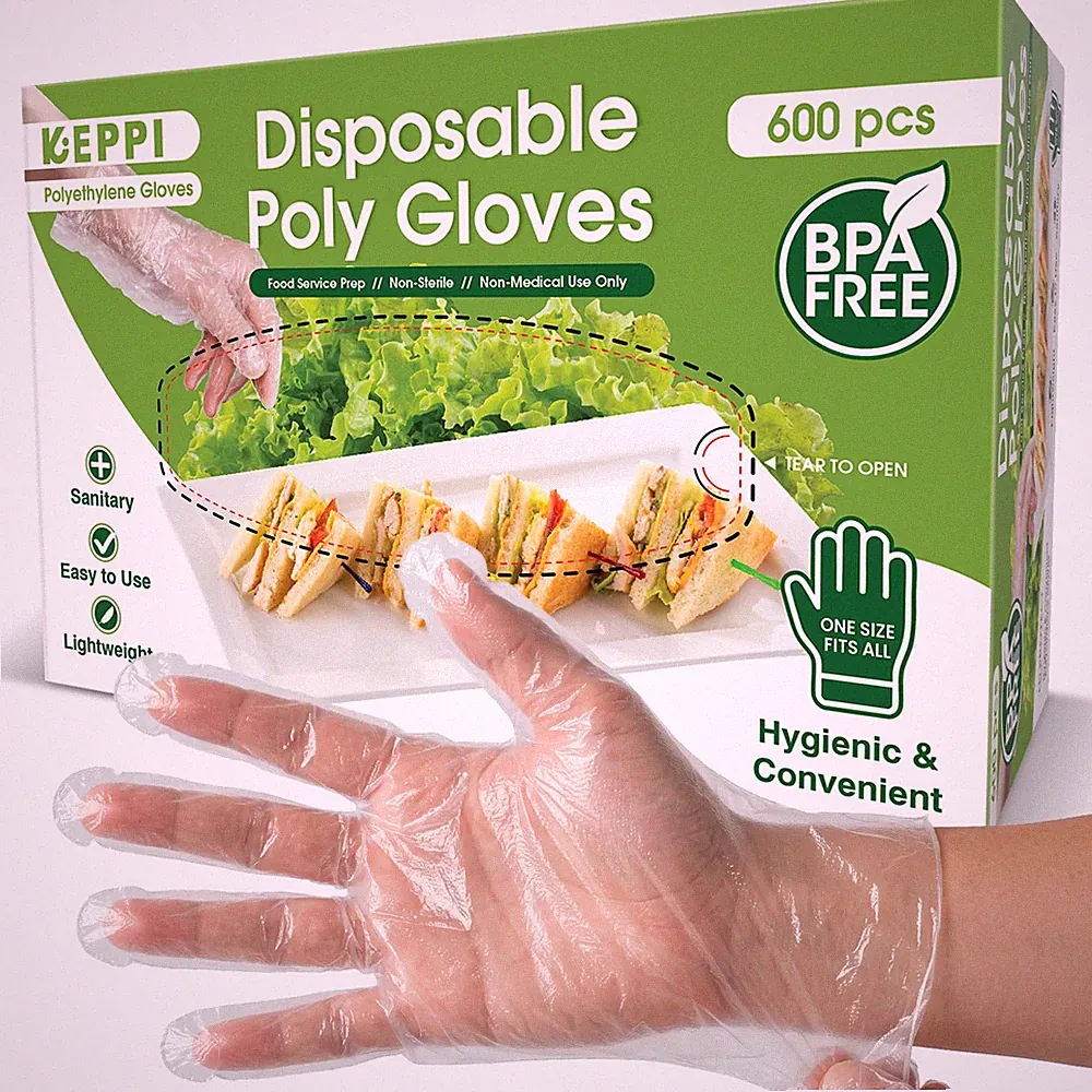 Disposable Food Prep Gloves 600 Pack Clear Polyethylene Latex Free Powder Free