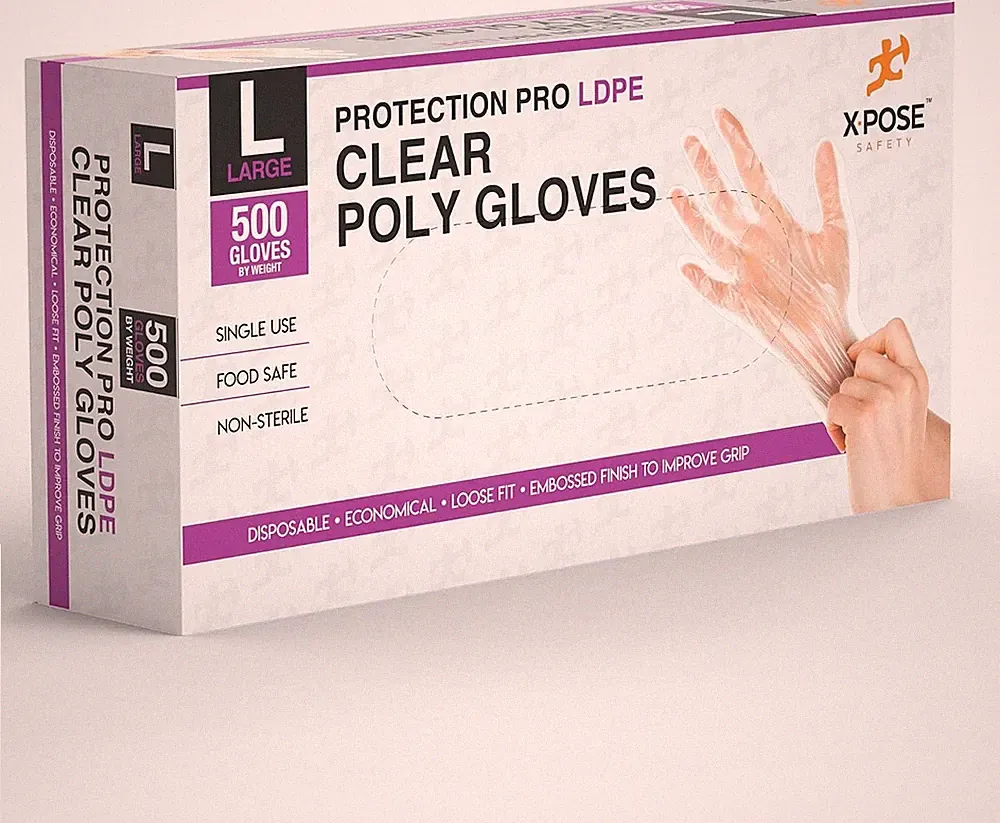 Disposable Food Prep Poly Gloves - Transparent Embossed Latex Kitchen, Plastic
