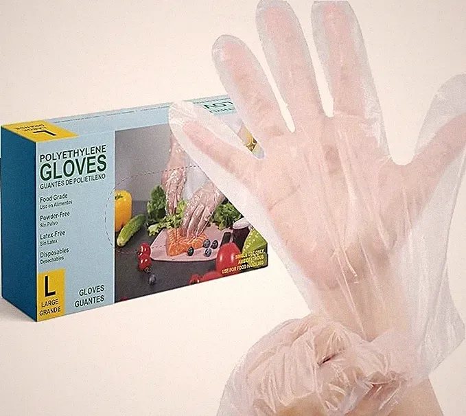 Disposable Food Service Gloves, Poly Plastic, One Size, Food Handling Prep