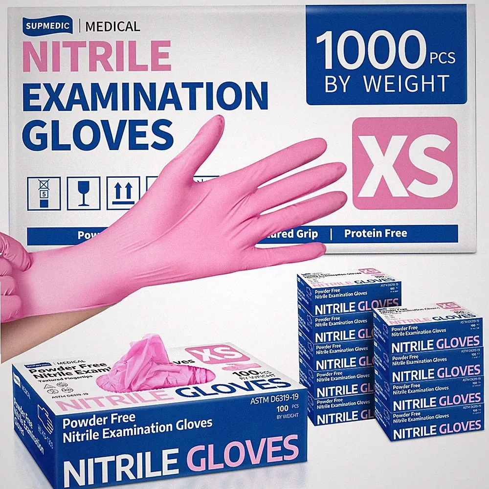 Disposable Nitrile Exam Gloves Powder-Free Food-Safe Cleaning Glove, Rose Quartz