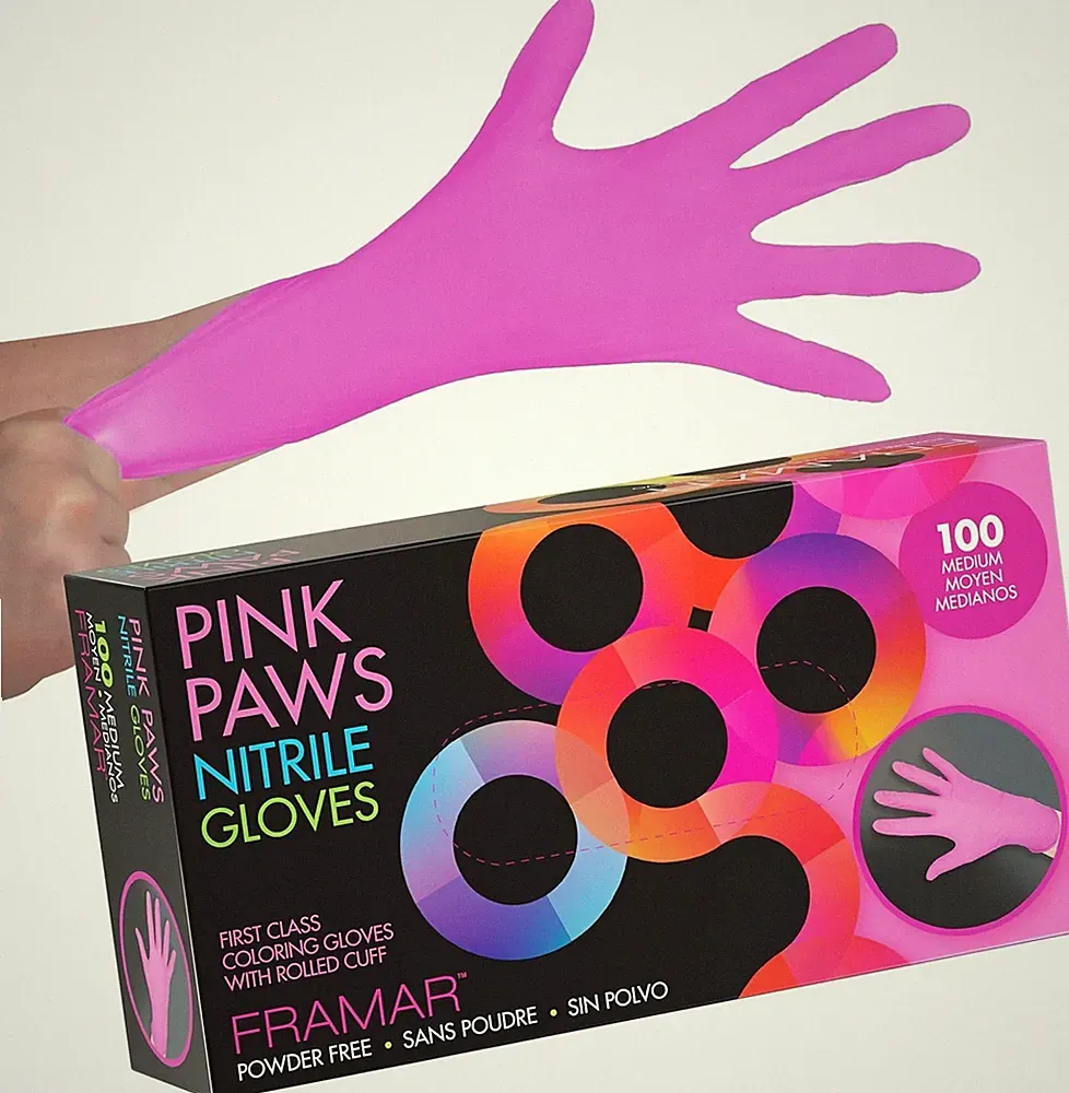 Disposable Pink Nitrile Gloves Medium Latex Free Food Prep Salon Hair Dye Tattoo
