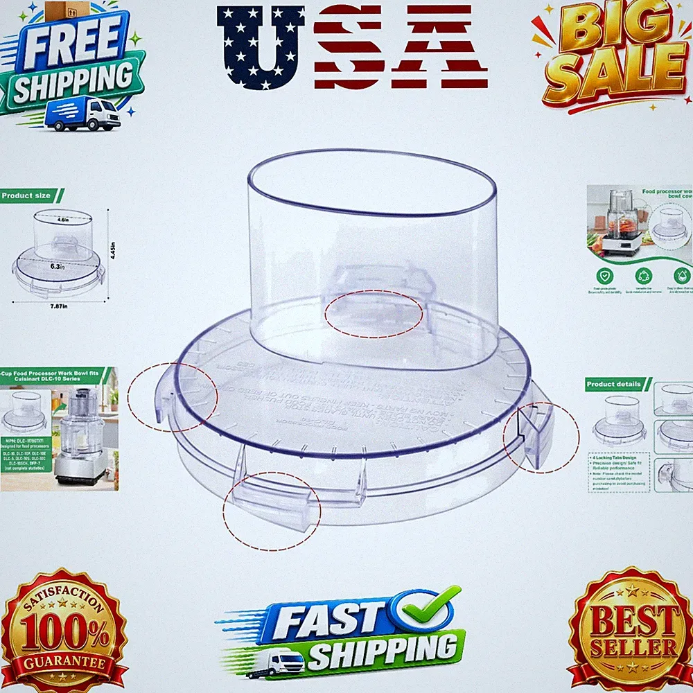 DLC-10 Series Work Bowl Cover 7-Cup DLC-117BGTXT-1 Food Processor Replacement...