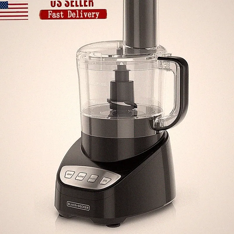 Easy Assembly Food Processor 8 Cup Stainless Steel Blade Shred Slice 450W Motor