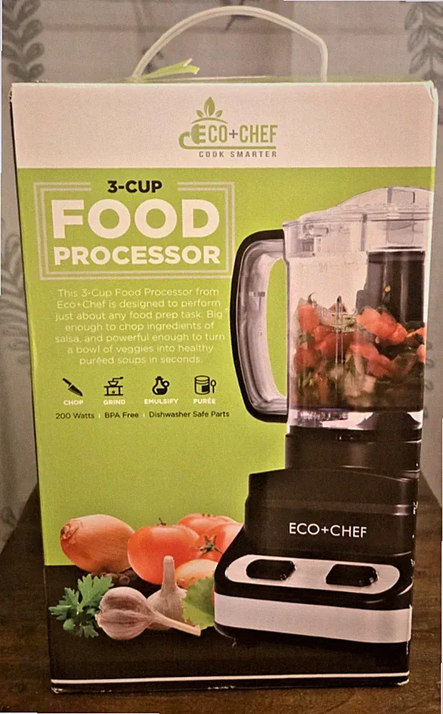 Echo Chef Food Processor 200w 2 Speed Chop/Grind 3 Cup Stainless Steel blades