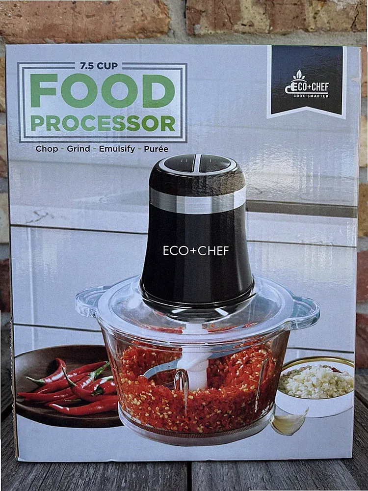ECO + CHEF 7.5 CUP GLASS BOWL FOOD PROCESSOR Grind Chop Emulsify Purée NEW