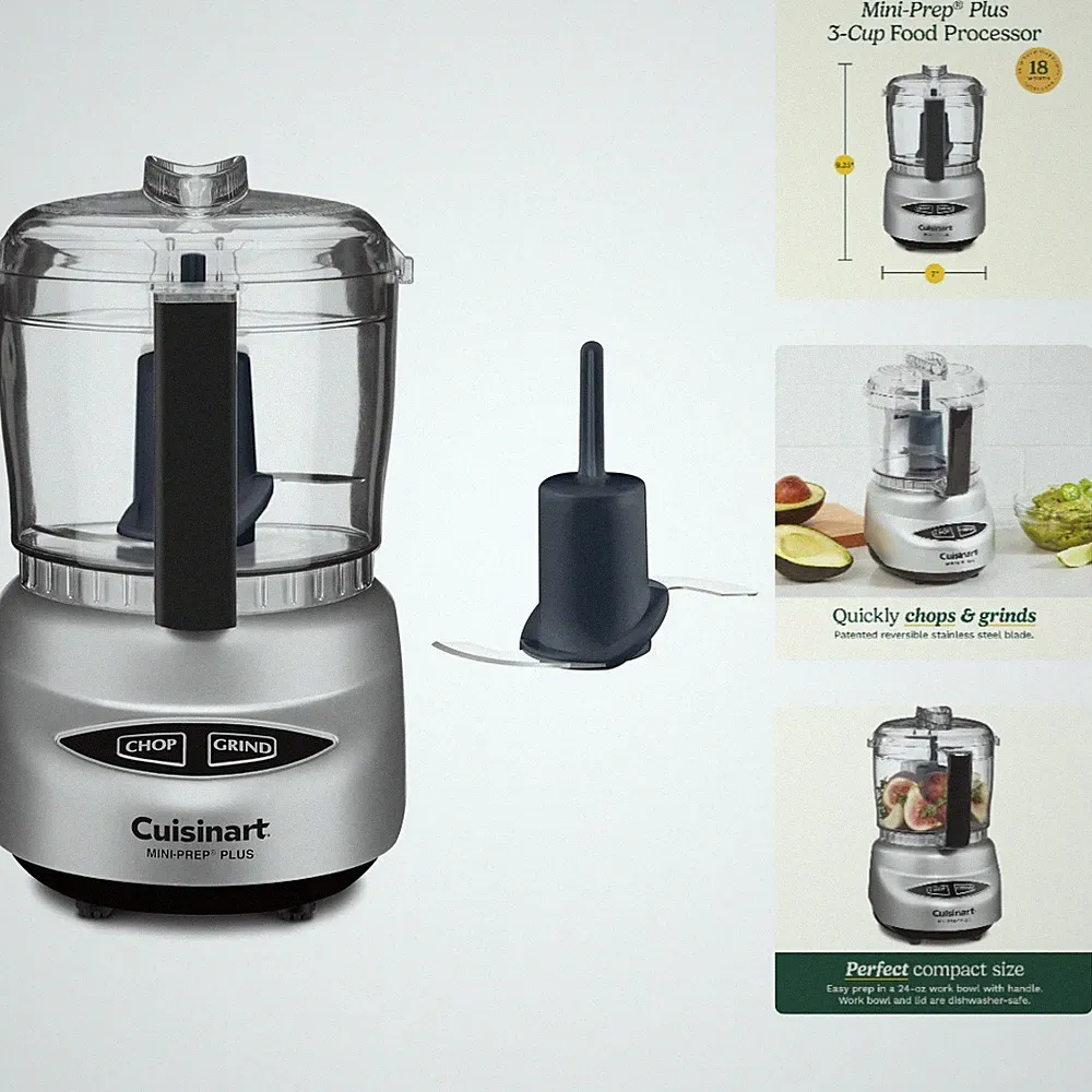 Efficient 250-Watt Mini Food Processor with Reversible Blade & Spatula