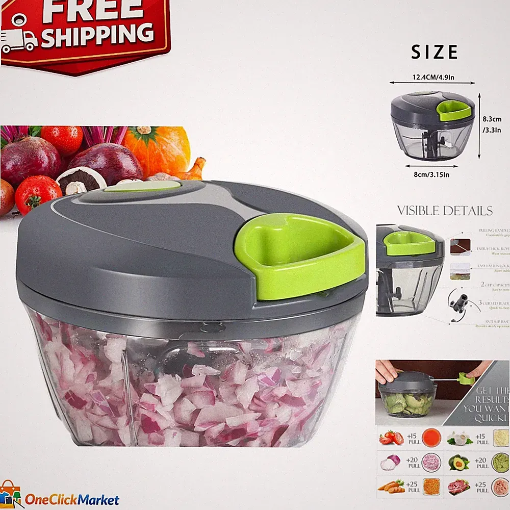 Effortless Chopping: 500ml Portable Manual Vegetable Chopper with Speed Control
