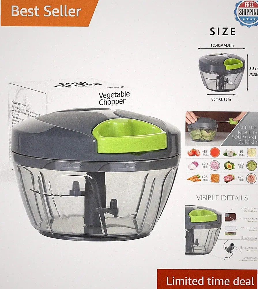 Effortless Garlic Mincer & Veggie Chopper - 500ml Portable Food Processor