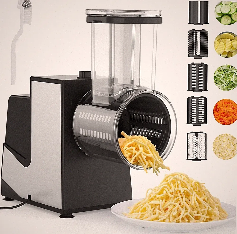 Electric Cheese Grater, 250W Electric Slicer Shredder Salad Maker with 5