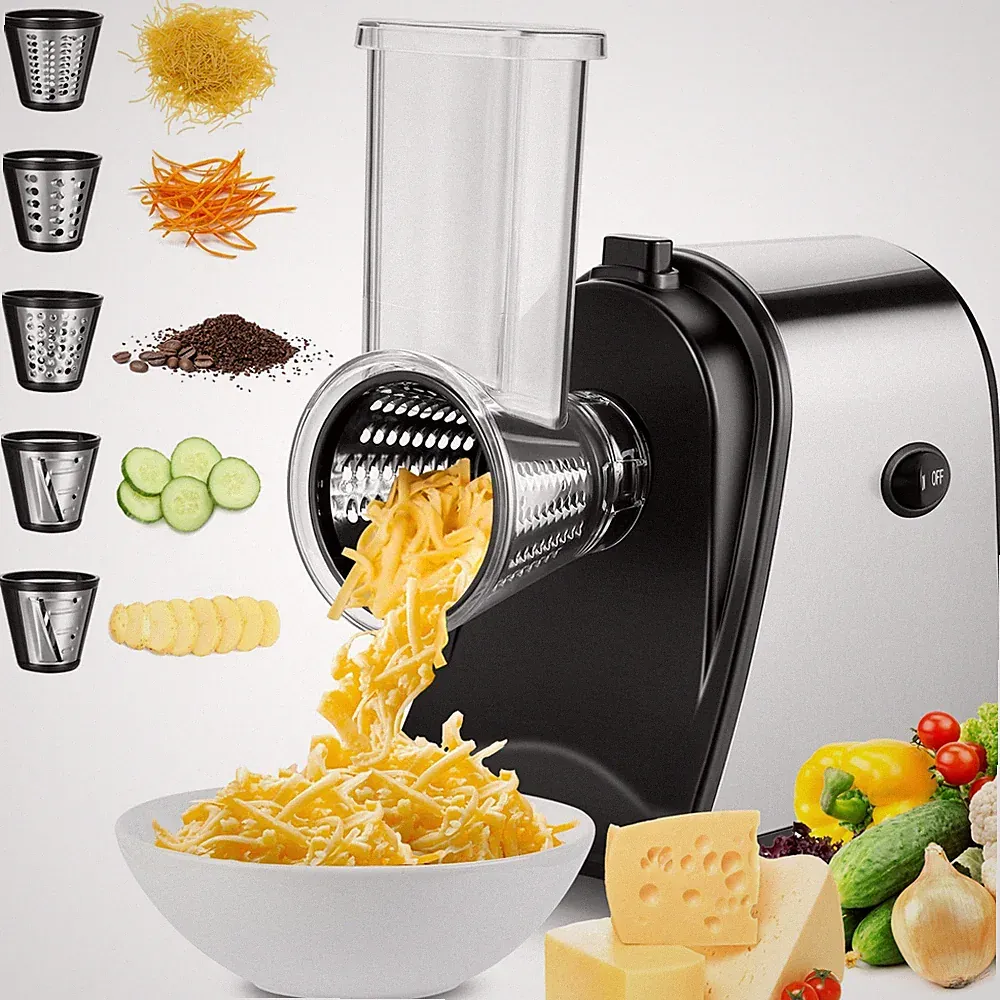 Electric Cheese Grater 250W Electric Vegetable Cutter Chopper Slicer Shredder US