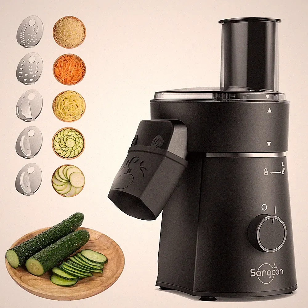 Electric Cheese Grater for Block Cheese, 5-in-1 Automatic Salad Shooter & Veg...