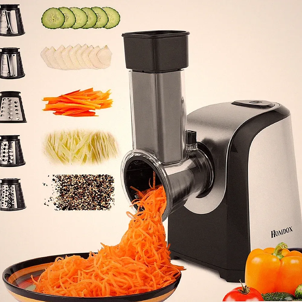 Electric Cheese Grater Slicer Shredder Salad Maker for Kitchen 150W 5-in-1 |...