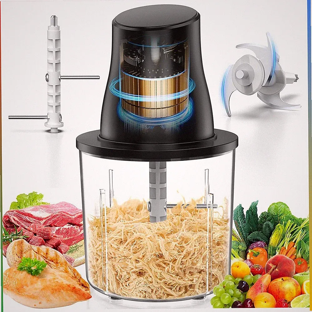 Electric Chicken Shredder 250W Meat Processor S Blades Black Multifunctional