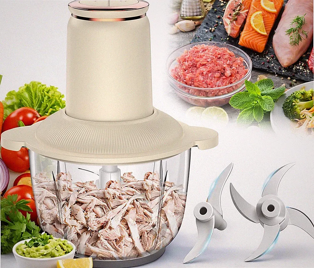 Electric Chicken Shredder,300W Food Processor Meat Grinder with 8 Cup Glass