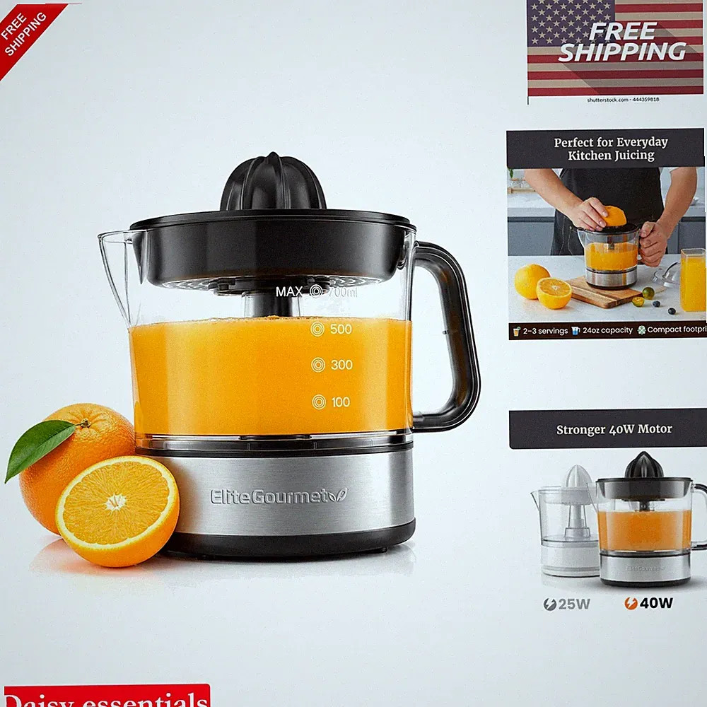 Electric Citrus Juicer 24 oz BPA-Free Stainless Steel Food Processor Small Ki...