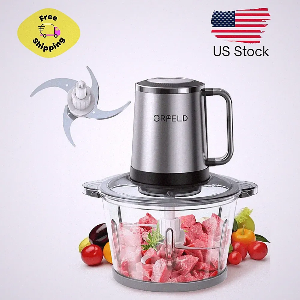 Electric Food Chopper 8 Cup Processor 2 Speed Stainless Steel Meat Grinder