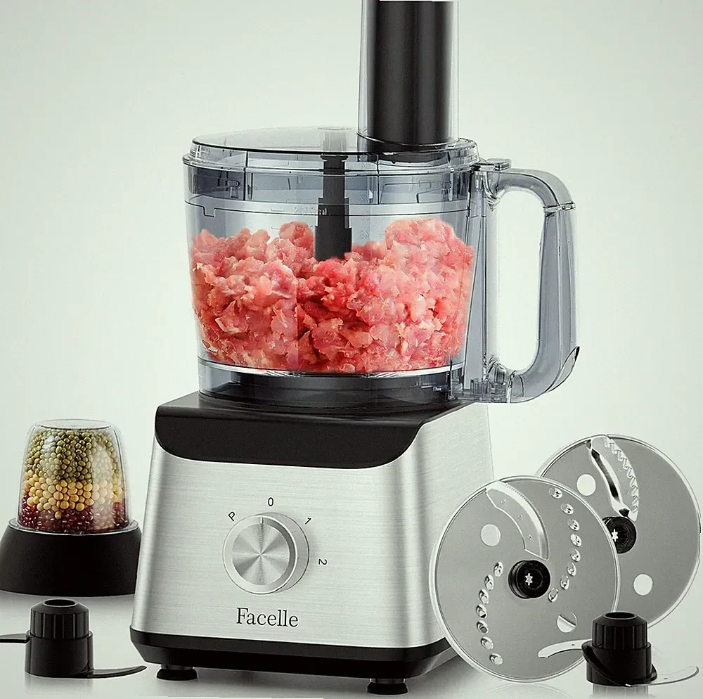 Electric Food Processor 10 Cup Large Bowl with 6.8oz Grinder, 600W Vegetable...