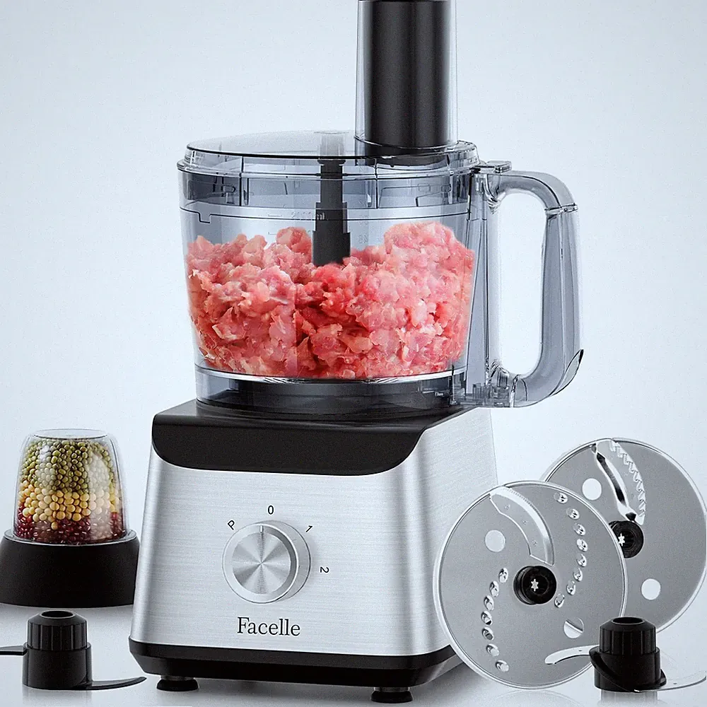 Electric Food Processor 10 Cup Large Bowl with 6.8oz Grinder, 600W Vegetable...