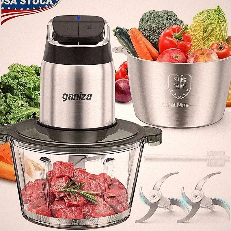 Electric Food Processor 2 Speed Control Overheat Protection Ergonomic Design New