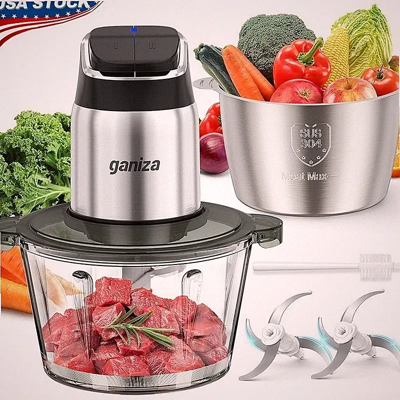 Electric Food Processor 2 Speed Control Overheat Protection Ergonomic Design New