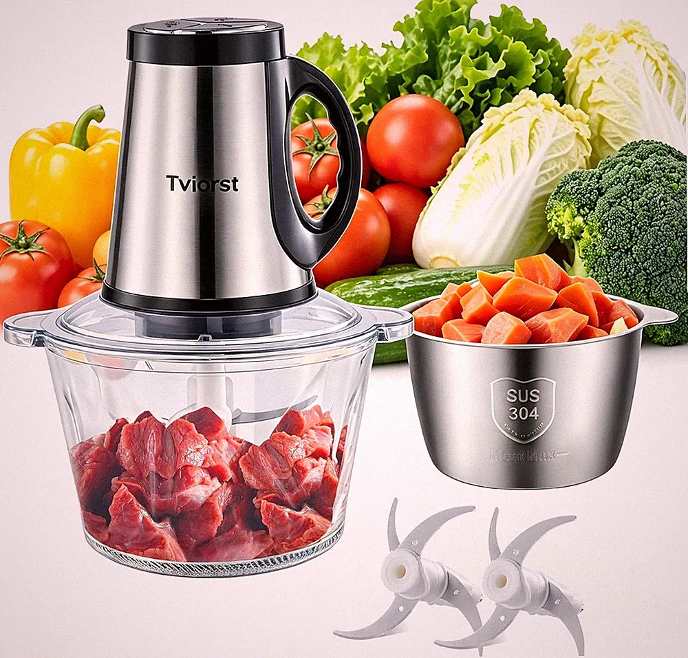 Electric Food Processor, 3-Speed Food Chopper with Meat Grinder & Vegetable Chop