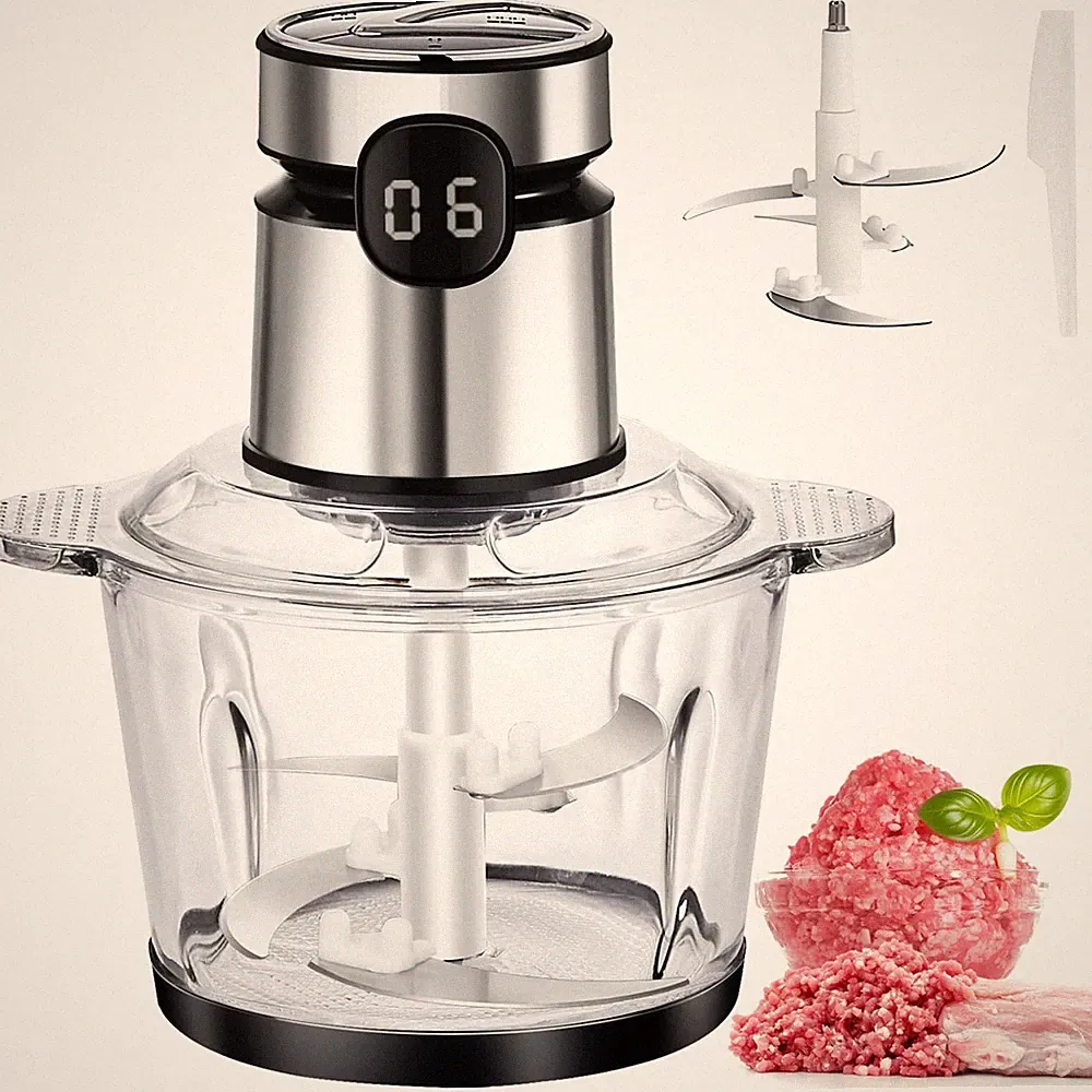 Electric Food Processor 500W, 8-Cup Glass Vegetable Chopper Meat Grinder