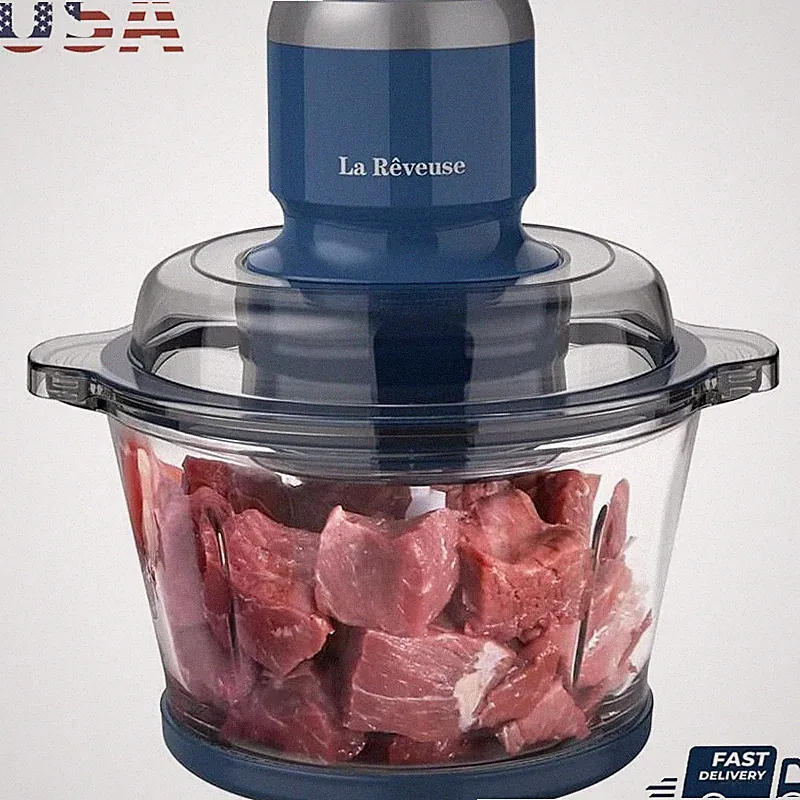 Electric Food Processor 7 Cup Glass Bowl Chopper Grinder Mincer Whisk 300W New