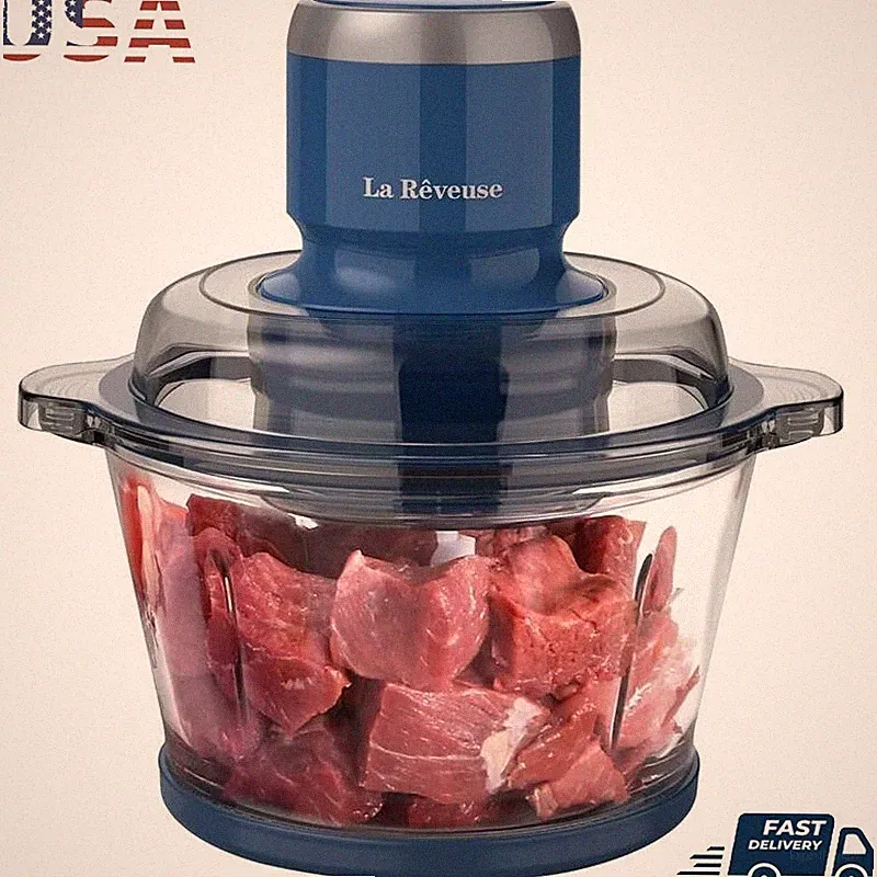 Electric Food Processor 7 Cup Glass Bowl Chopper Grinder Mincer Whisk 300W New