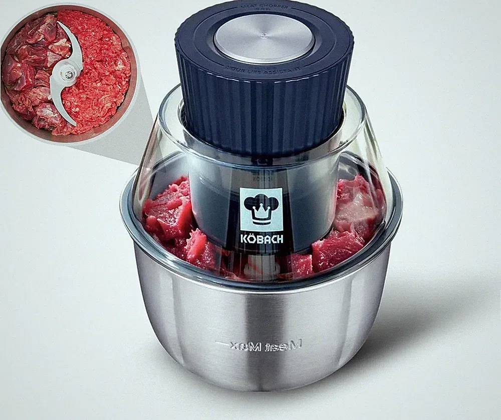Electric Food Processor & Meat Grinder – 1.9 Qt Food Chopper with Pure Copper Mo