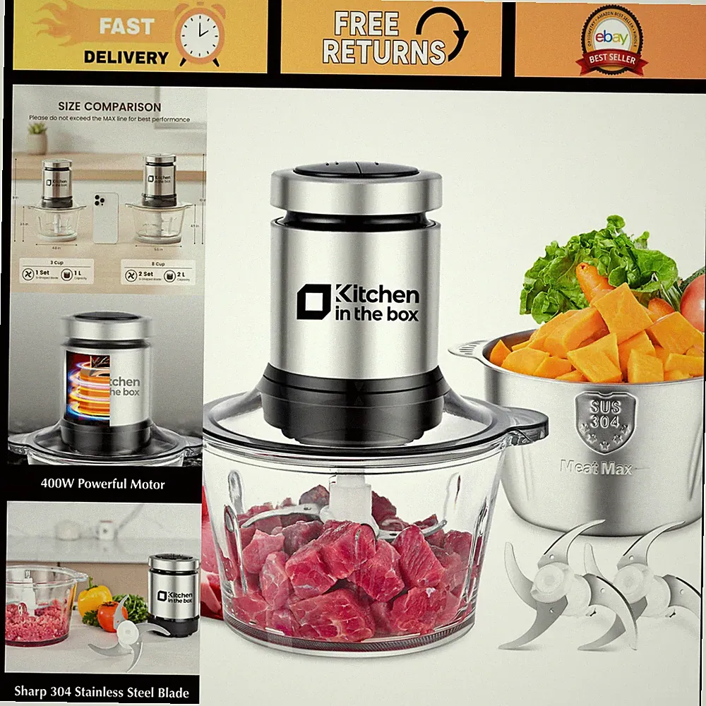 Electric Food Processor & Meat Grinder, 16-Cup Chopper with Bi-Level Blades, Bla