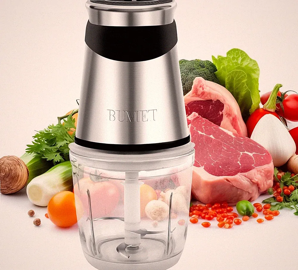 Electric Food Processor Vegetable Chopper 500W One 2.5Cup Bowl One Bi-Layer 4 Bl