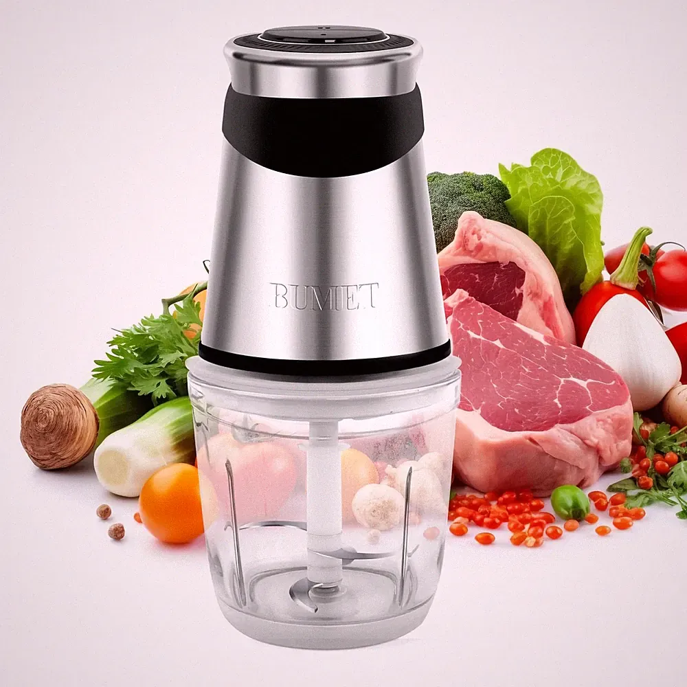 Electric Food Processor Vegetable Chopper 500W with 2.5 Cup Glass Bowl and St...
