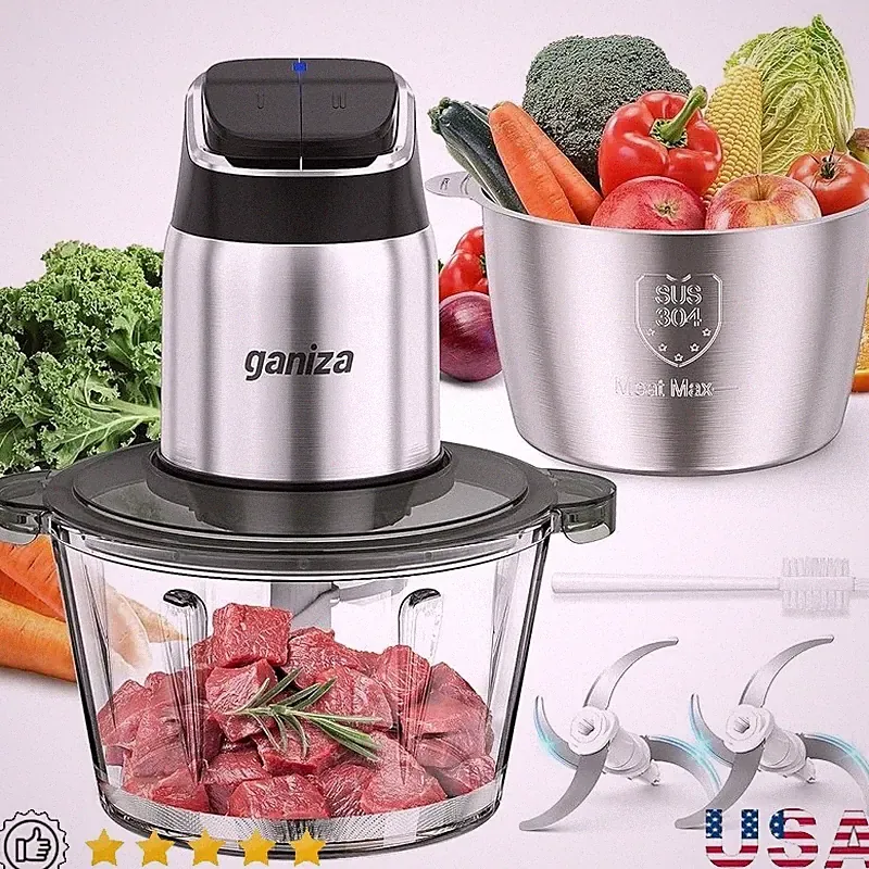 Electric Food Processor W/ Overheat Protection Patented Buttons 2 Speed Control