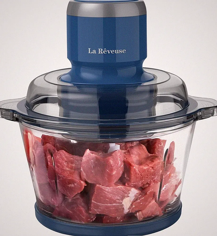 Electric Food Processor with 7-Cup Glass Bowl and 4 Bi-Level Blades, 300W