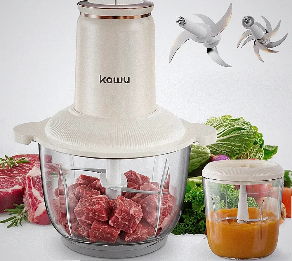 Electric Food Processors, 300W Food Chopper with 2 Bowls (8 Cup+1 Cup), 2 Speeds
