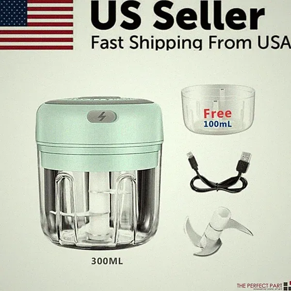Electric Garlic Chopper 300ml Mini Food Processor Onion Chili Meat Mincer Blende