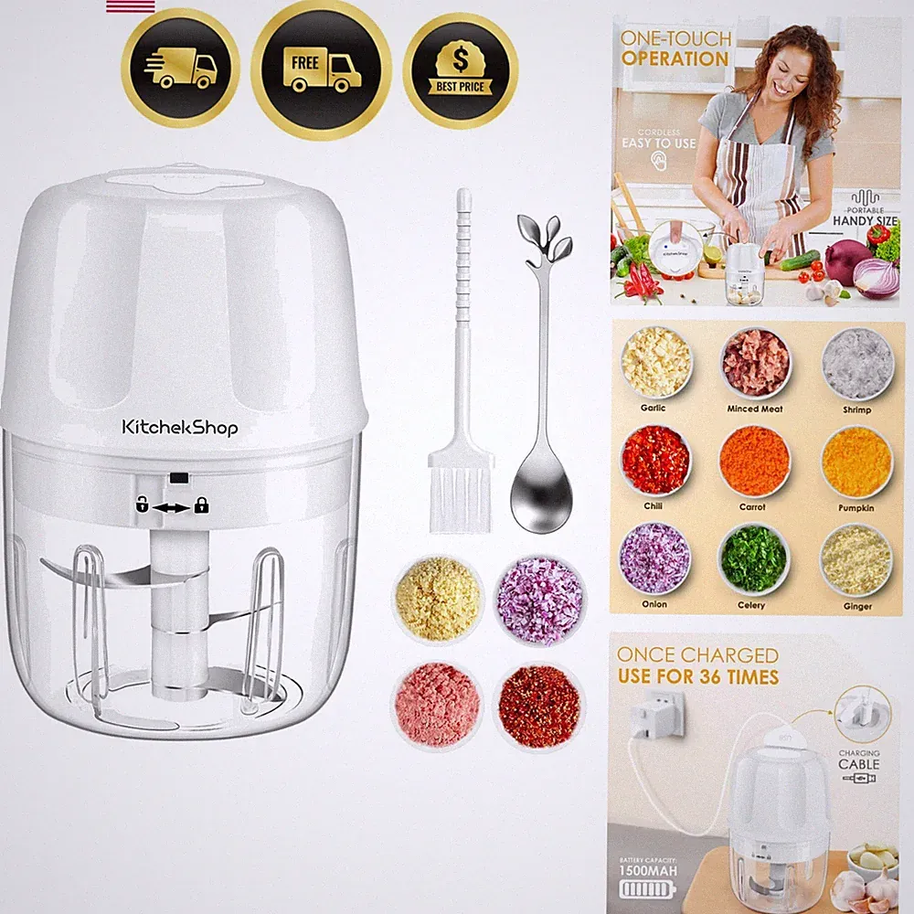 Electric Garlic Chopper, 300ML Portable Cordless Mini Food Processor, Recharg...