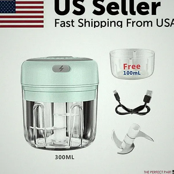 Electric Garlic Chopper 300ML USB Rechargeable Food Processor Onion Chili Meat V