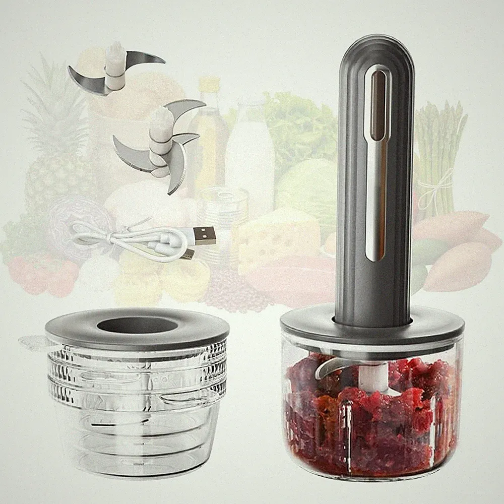 Electric Garlic Chopper, Mini Chopper Food Processor with 4 Cups & 2 Slicers,...