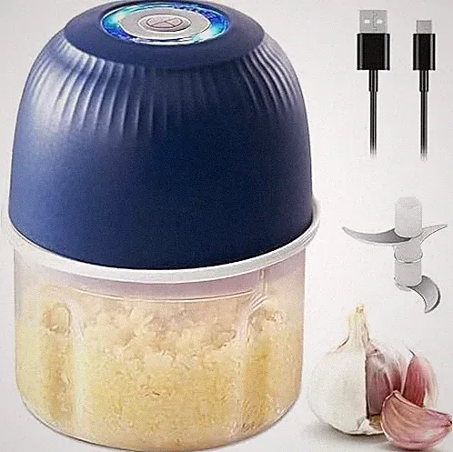 Electric Garlic Chopper Mini Food Processor for Kitchen - 250ml Seasoning & S...