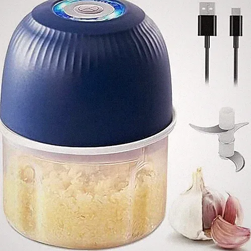 Electric Garlic Chopper Mini Food Processor for Kitchen - 250ml Seasoning & S...